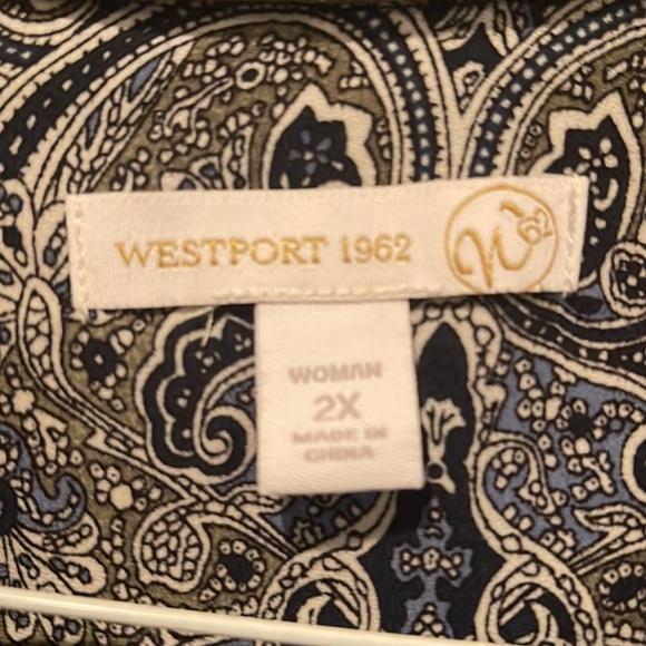 Westport 1952 long sleeve blue blouse with design - Picture 2 of 6